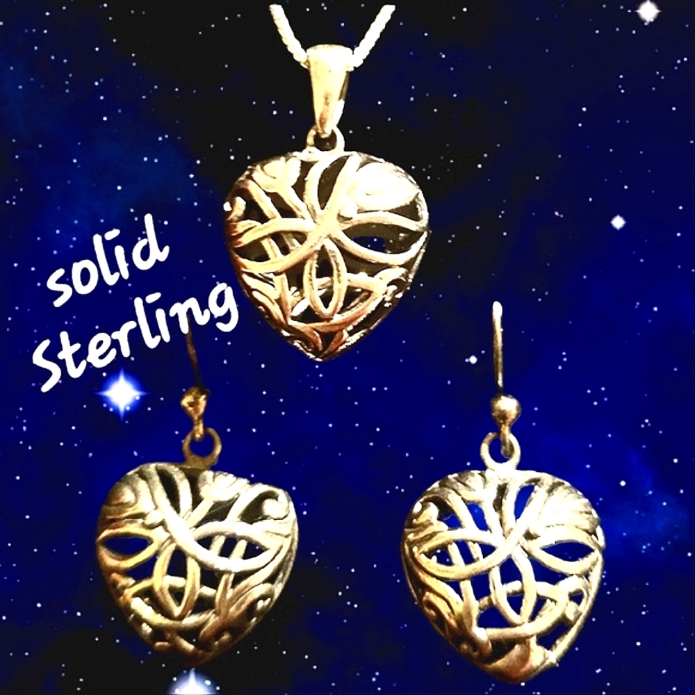 Heart Set Necklace Sterling